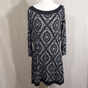 White House Black Market Black and White Geometric Dress